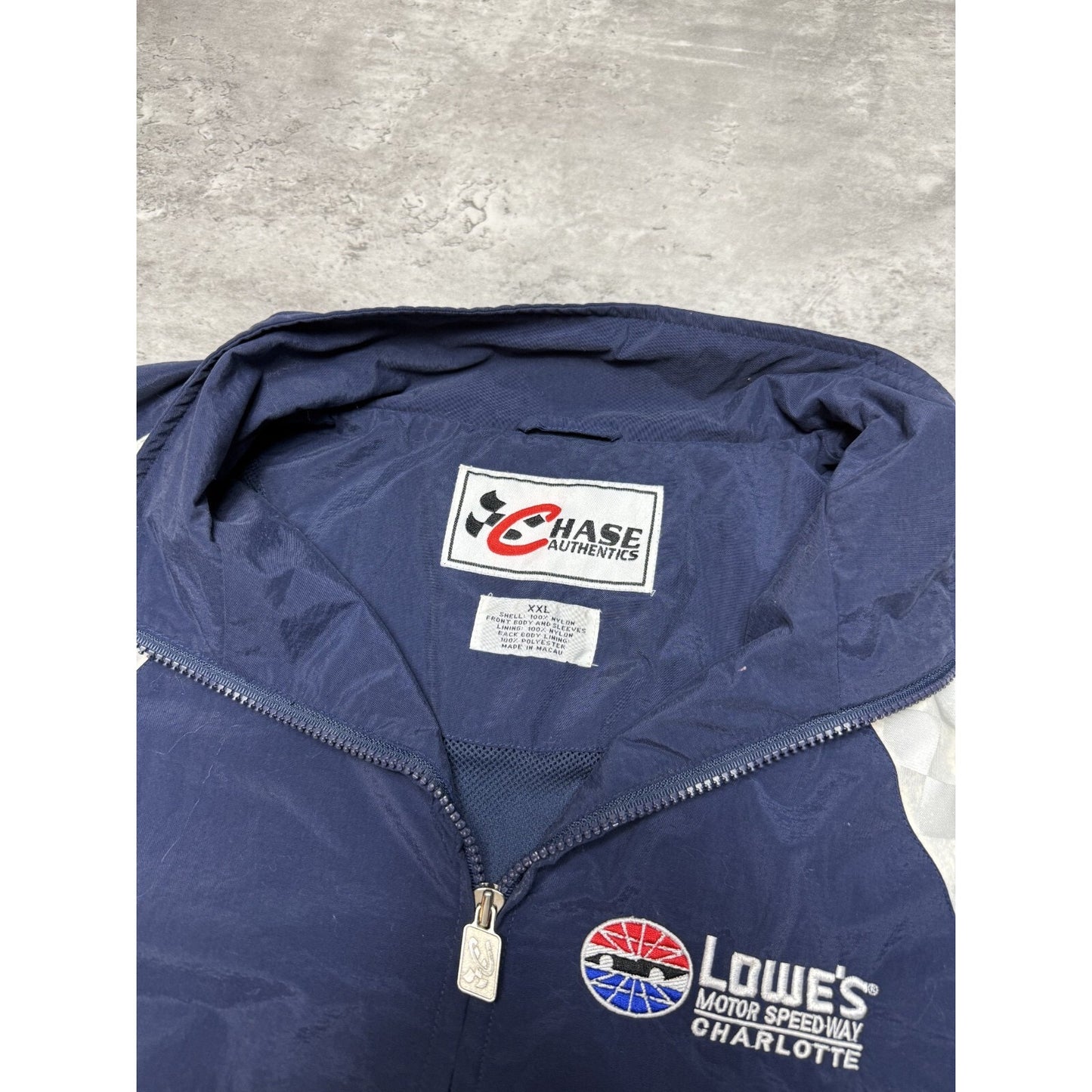 Vintage Lowes Charlotte Speedway Embroidered Two Tone Windbreaker Jacket Sz XXL