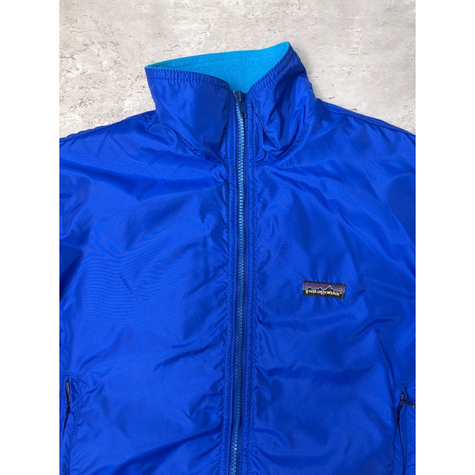 Vintage Patagonia Fleece Lined Embroidered Full Zip Bomber Jacket Sz Small YOUTH