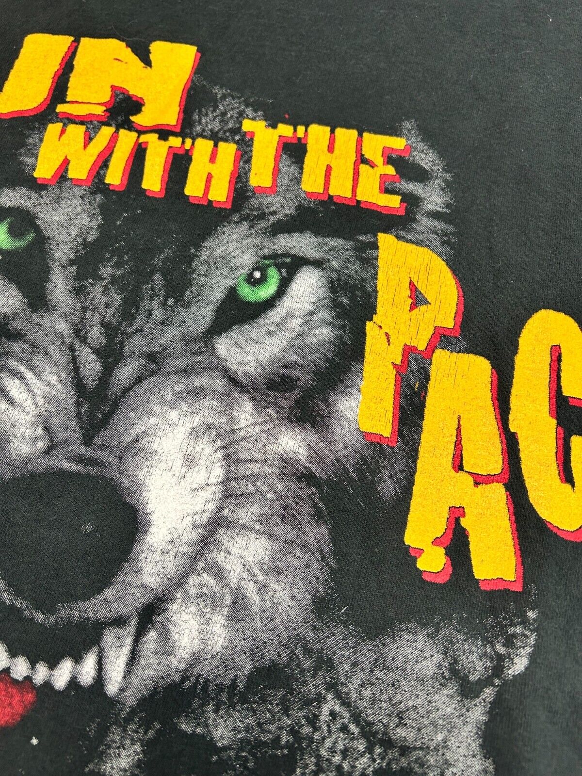 Vintage 1996 WCW NWO Run With The Pack Wrestling Graphic V-Neck T-Shirt Size XL