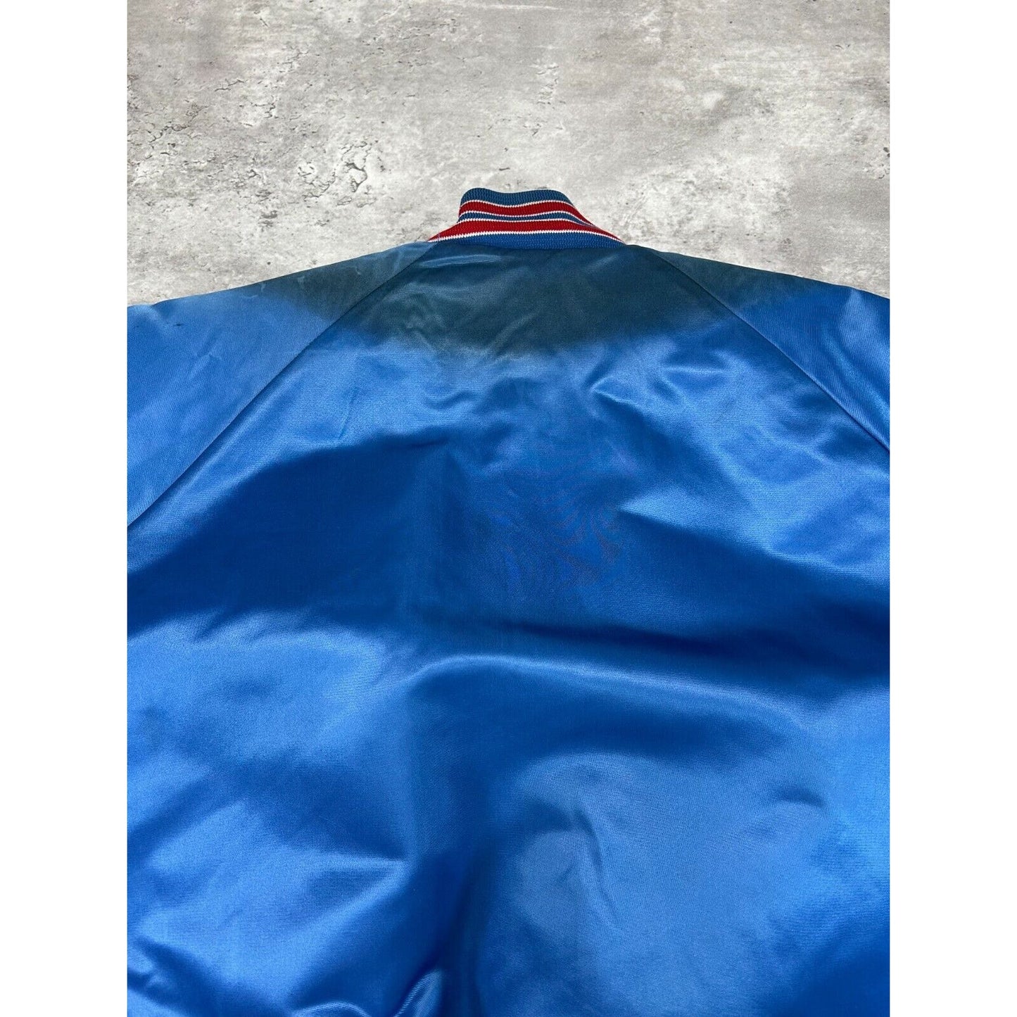 Vintage 80s New York Giants NFL Football Chalk Line Satin Bomber Jacket Size XL