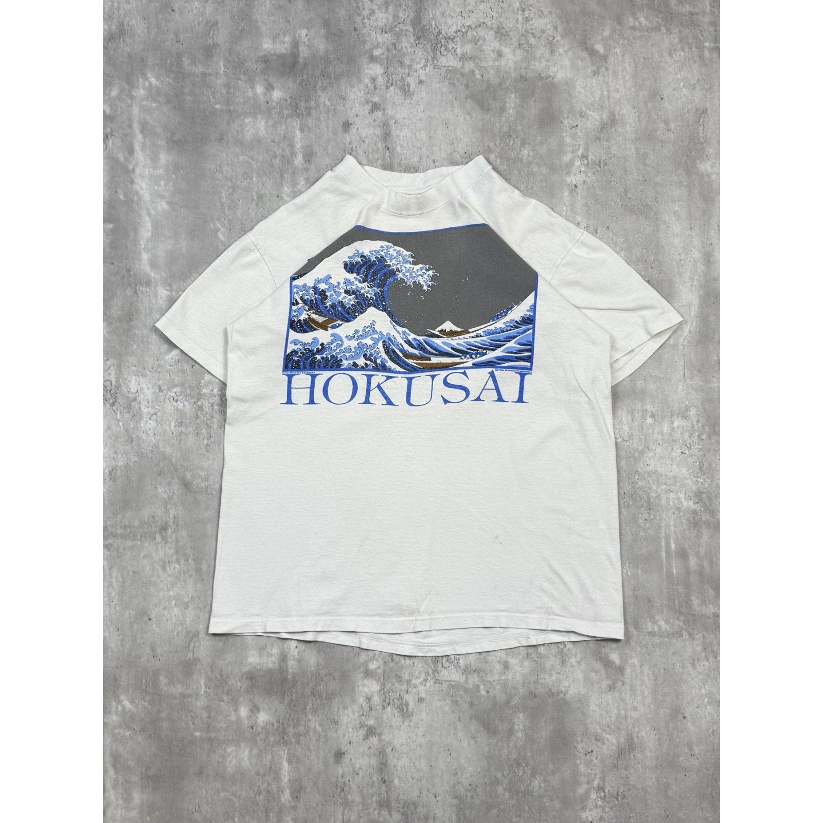 Vintage 90s Hokusai The Great Wave Art Graphic T-Shirt Size Large White