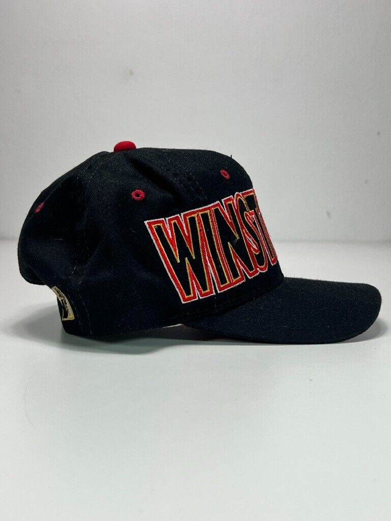 Vintage 90s Winston Cup Embroidered Spellout Snapback Hat OSFA Black