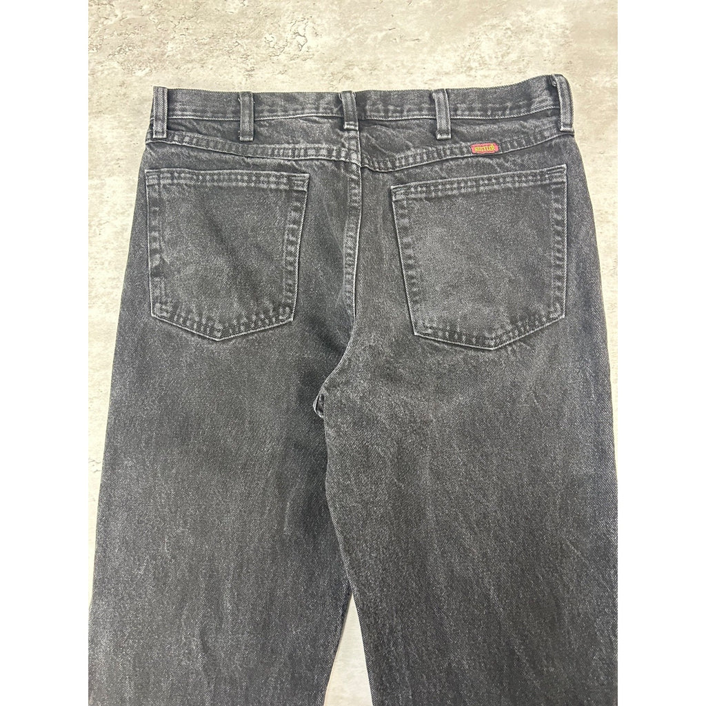 Vintage 90s Rustler Black Denim Straight Leg Pants Size 33