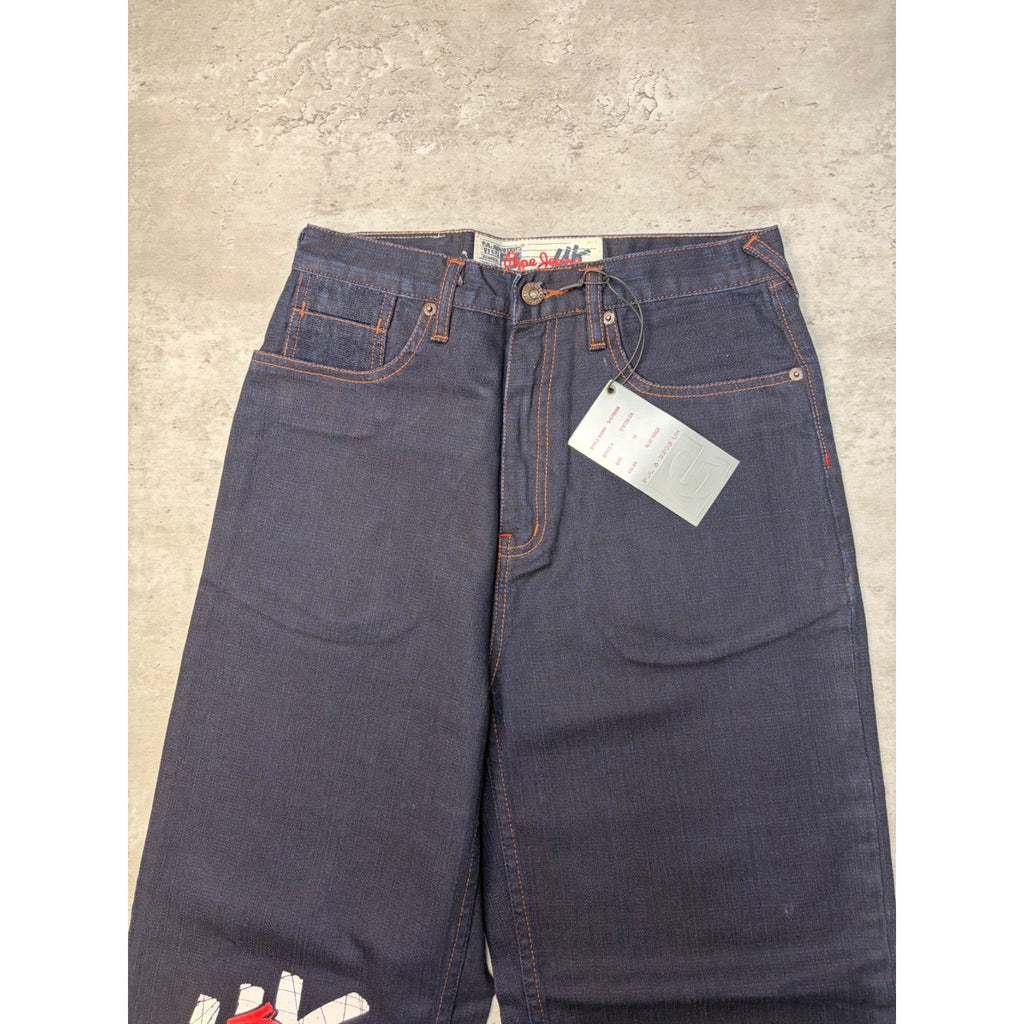 Vintage Y2K Womens Pepe Jeans Graffiti Graphic Dark Wash Denim Pants