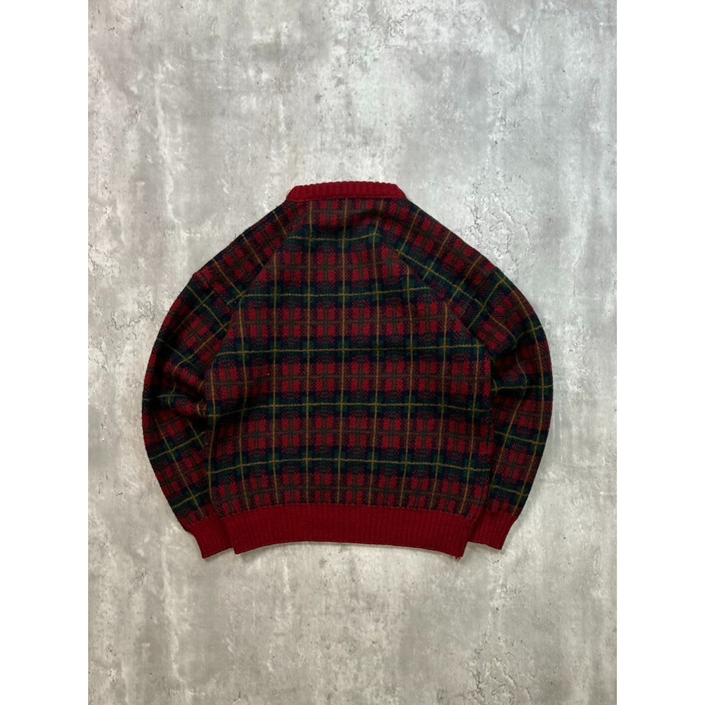 Vintage 90s Eddie Bauer Plaid Print Pullover Knit Sweater Size Large