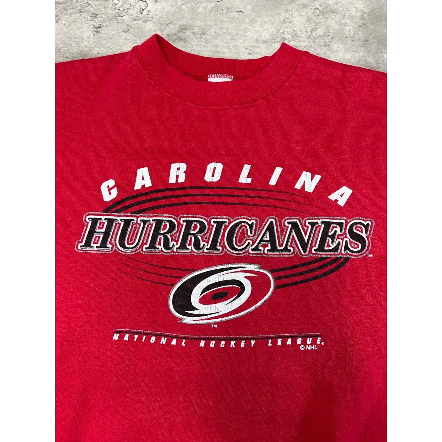 Vintage Carolina Hurricanes NHL Graphic Spellout Hockey Sweatshirt Size Large