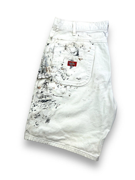 Vintage Dickies Workwear Canvas Painters Shorts Size 38 White