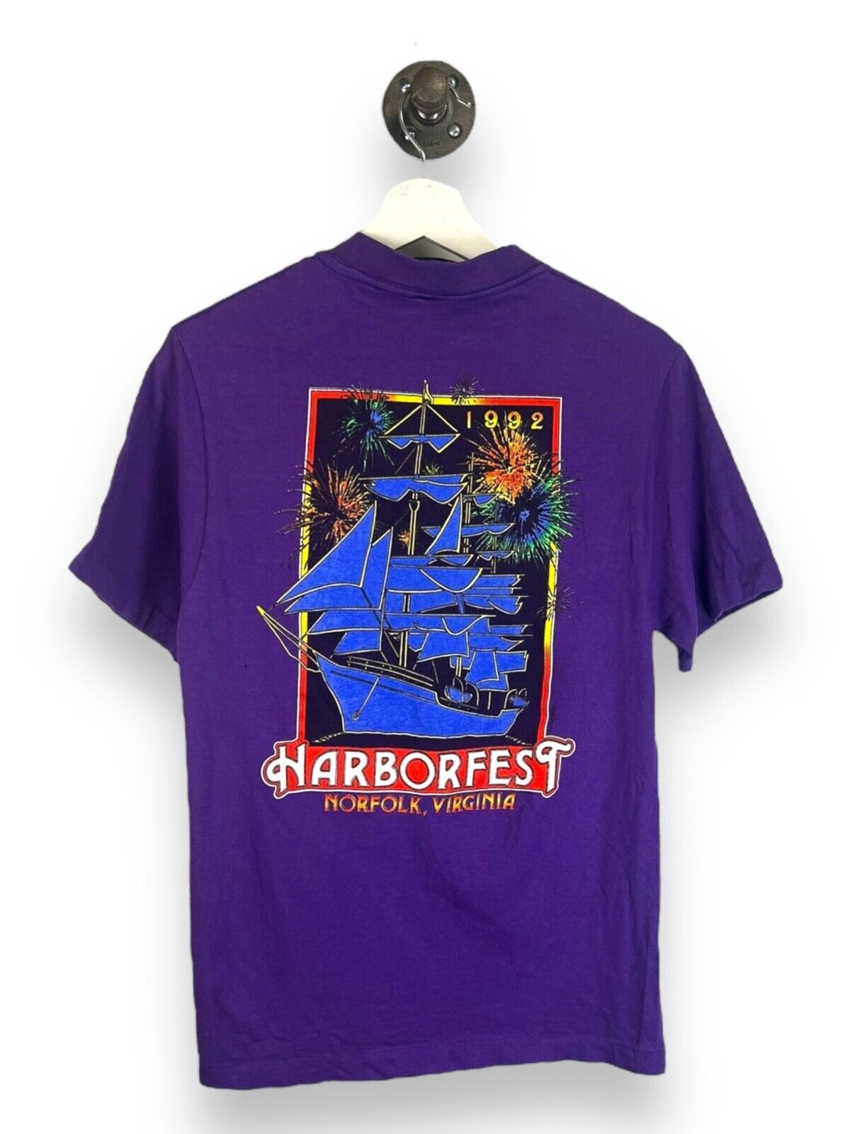 Vintage 1992 Harbour fest Virginia Destination Pocket T-Shirt Size Small