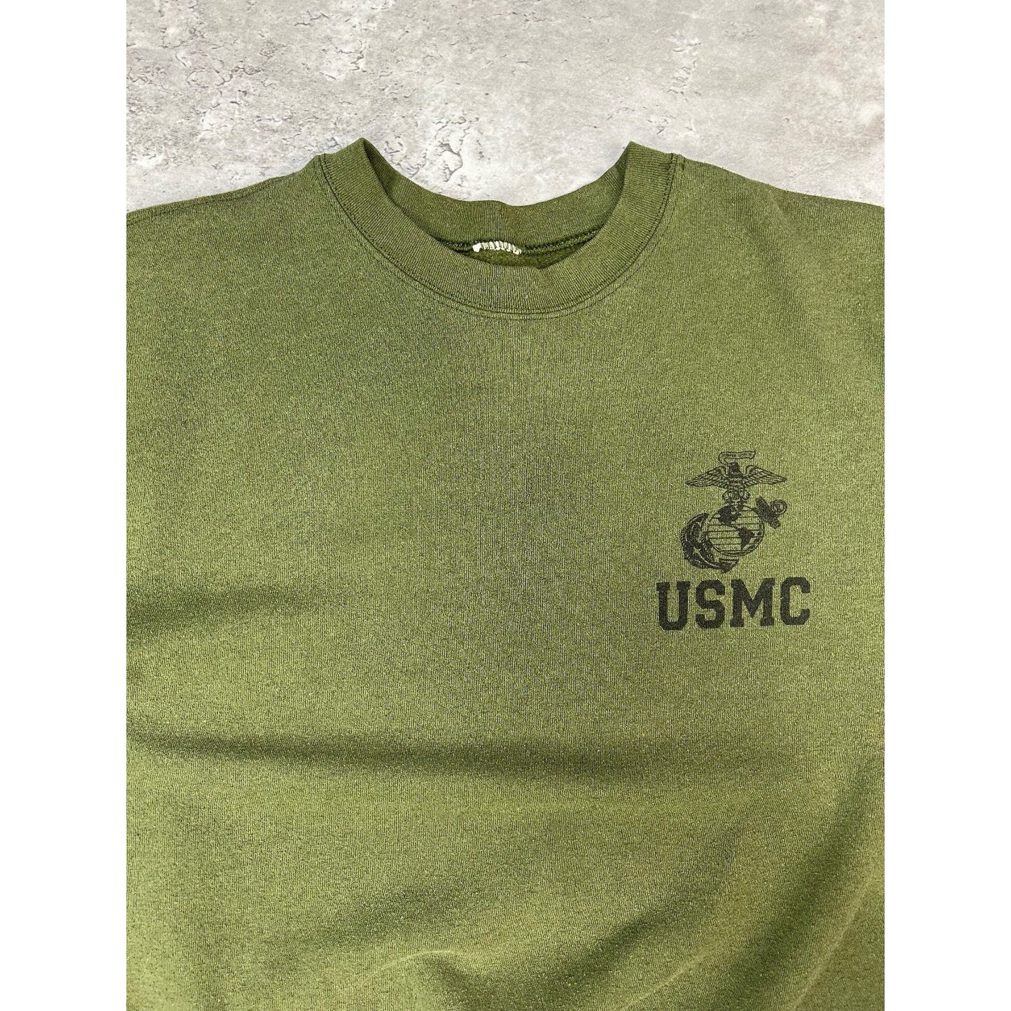 Vintage US Military USMC Graphic Crest Spellout Crewneck Sweatshirt Size Medium