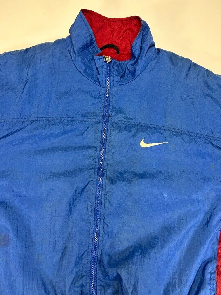 Vintage 90s Nike Embroidered Mini Swoosh Full Zip Nylon Jacket Size Large