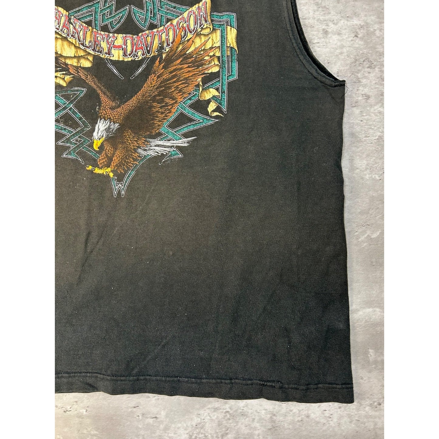Vintage 1997 Harley Davidson Bald Eagle Graphic Sleeveless T-Shirt Size Large