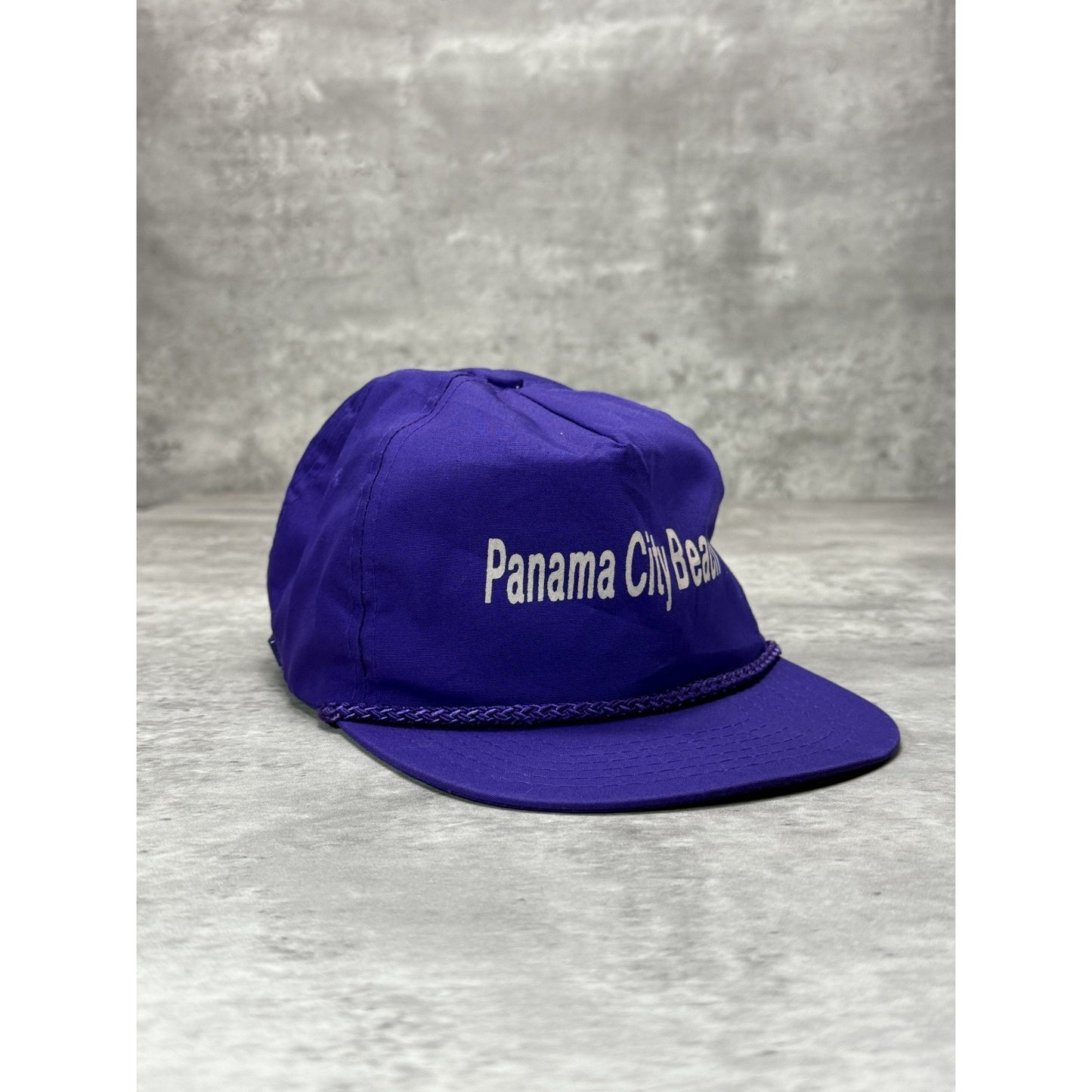 Vintage 90s Panama City Beach Graphic Spellout Strapback Hat OSFA