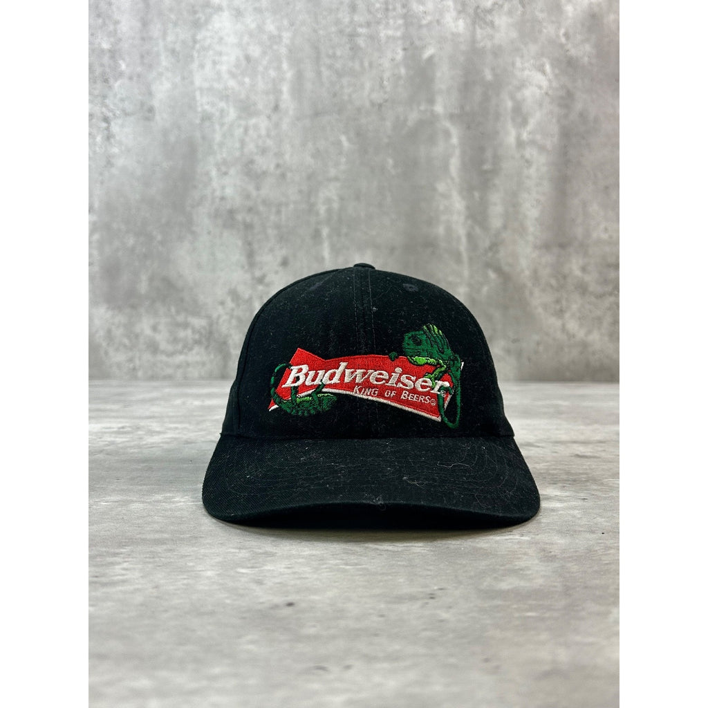 Vintage 90s Budweiser Embroidered Lizard Logo Beer Promo Snapback Hat OSFA