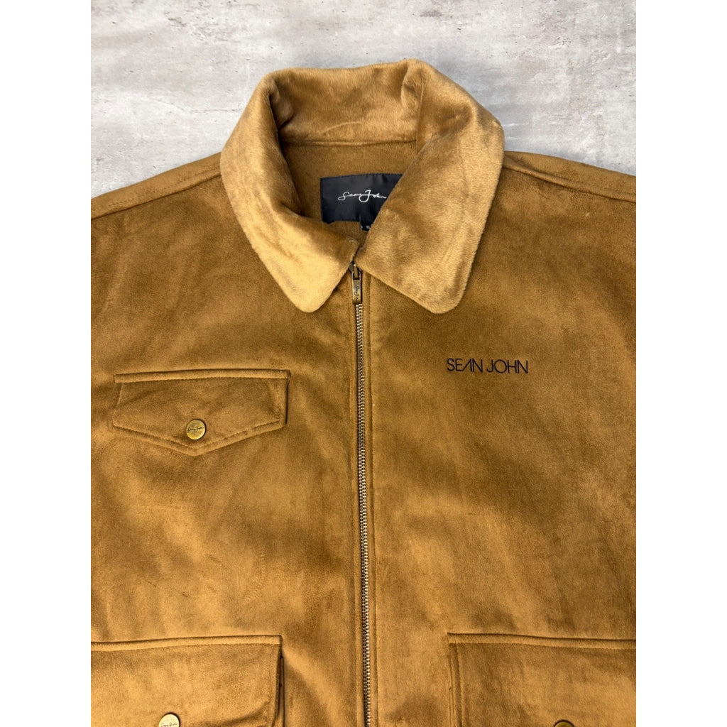 Vintage Y2K Sean John Multi Pocket Beige Bomber Jacket Size XL