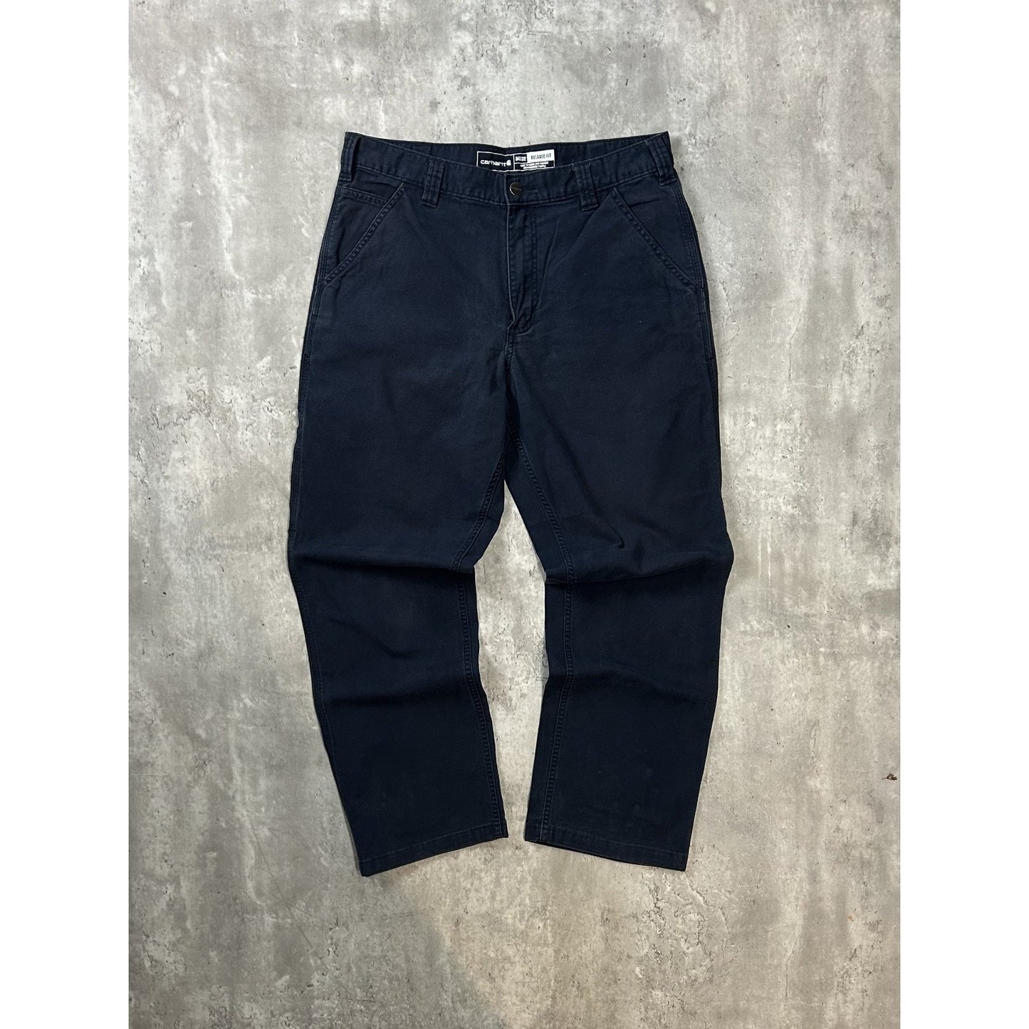 Carhartt Relaxed Fit Canvas Workwear Carpenter Pants Size 34 Navy Blue