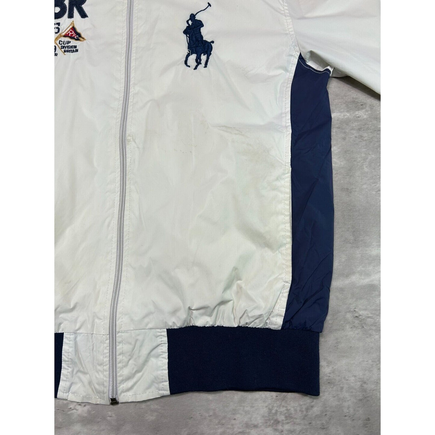 Vintage Polo Ralph Lauren Embroidered Pony Full Zip Britain Jacket Size XL White