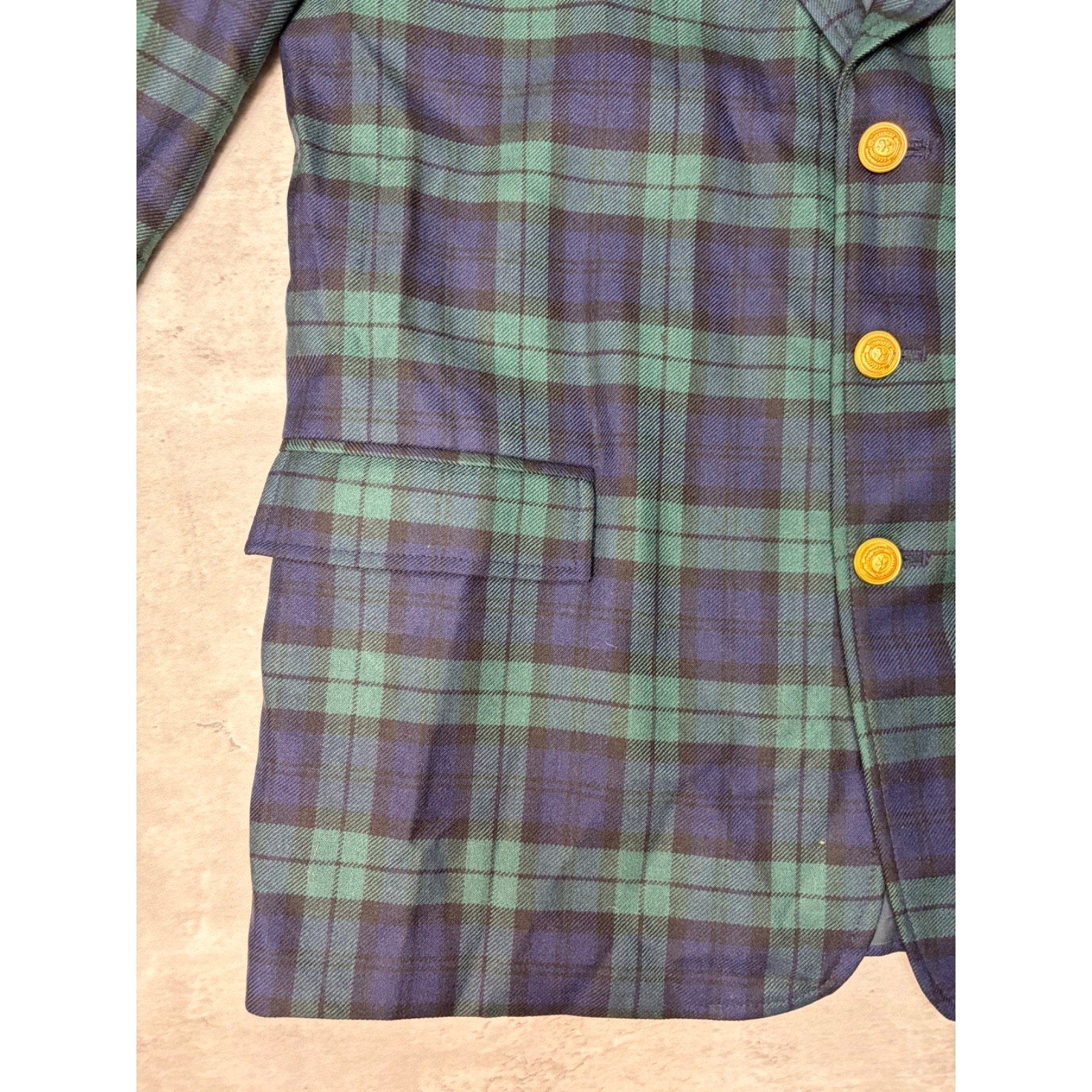 Vintage 1990s Tommy Hilfiger Green / Blue Plaid Print Blazer Jacket Size 18 Reg