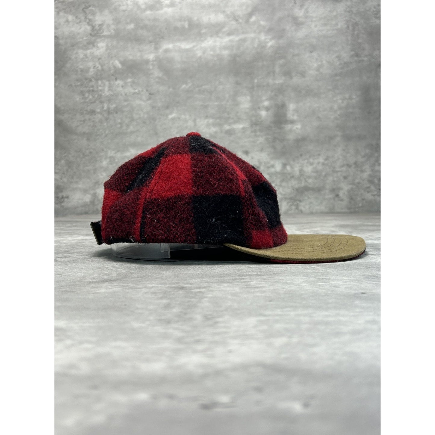 Vintage 80s Flannel Two Tone Wool Outdoors Strapback Hat OSFA