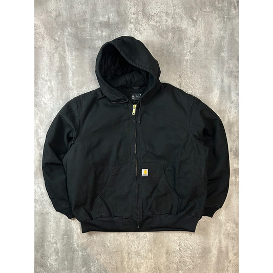 Vintage Carhartt Insulated Canvas Workwear Full Zip Active Hooded Jacket Sz 2XL