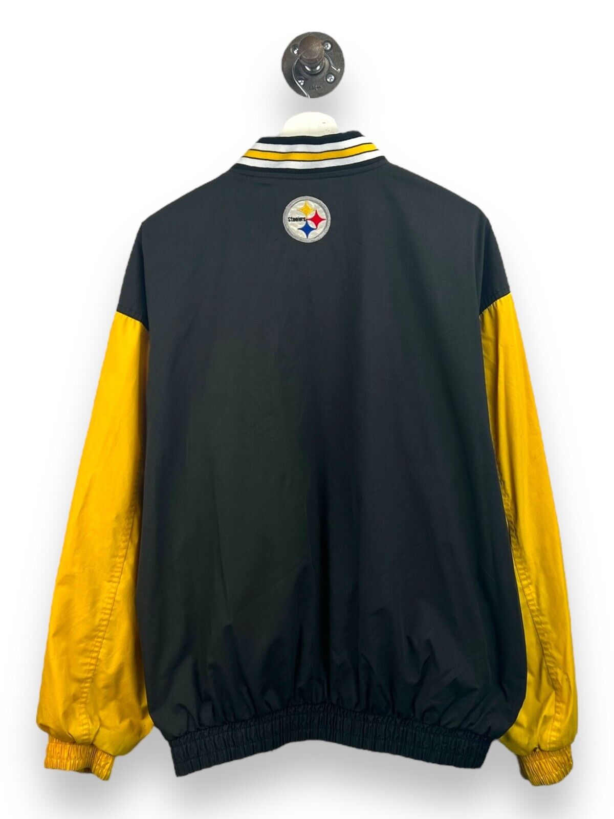 Vintage 90s Pittsburgh Steelers NFL Spellout Bomber Jacket Size Large