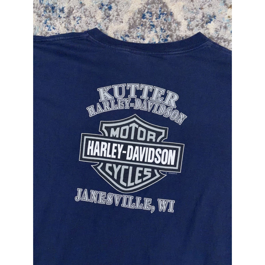 Vintage Harley Davidson Flame Spellout Graphic T-Shirt Size 2XL