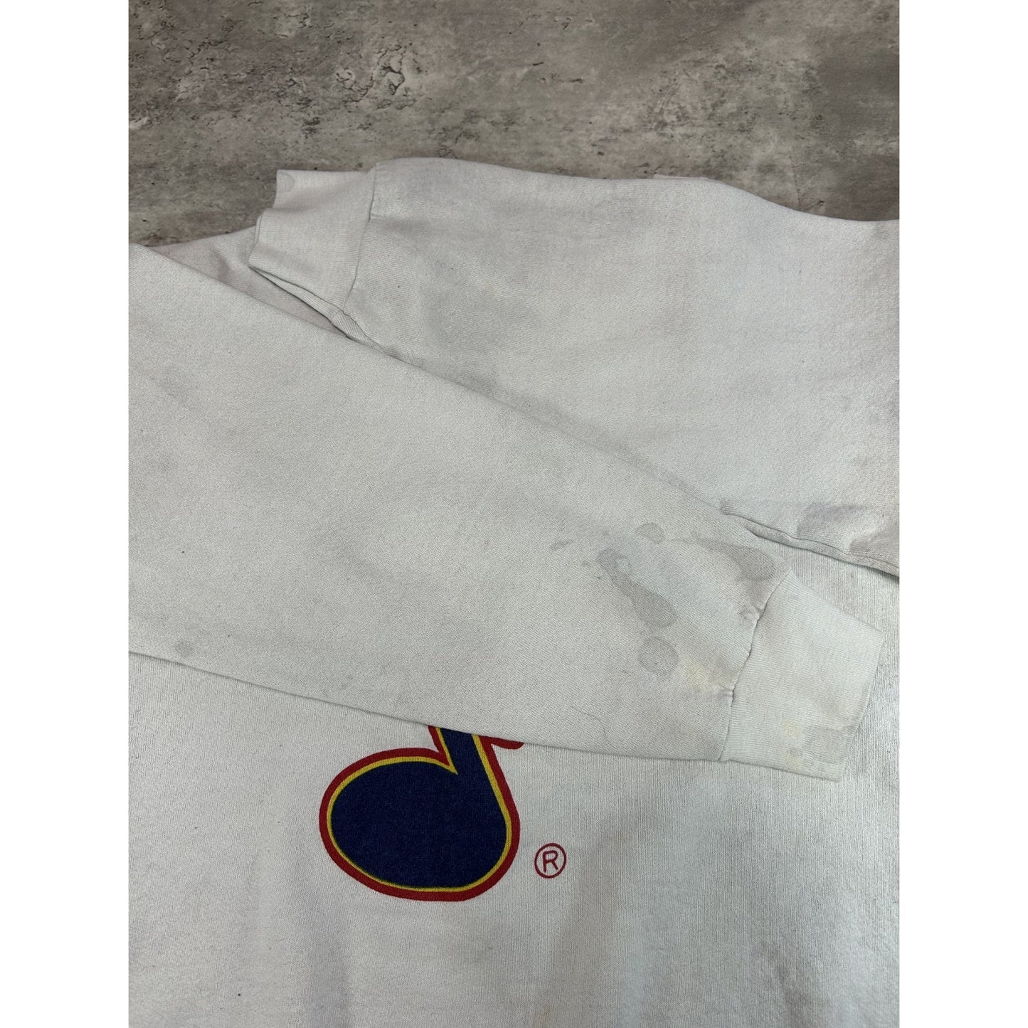 Vintage 80s/90s St Louis Blues NHL Spellout Logo Graphic Sweatshirt Size Large