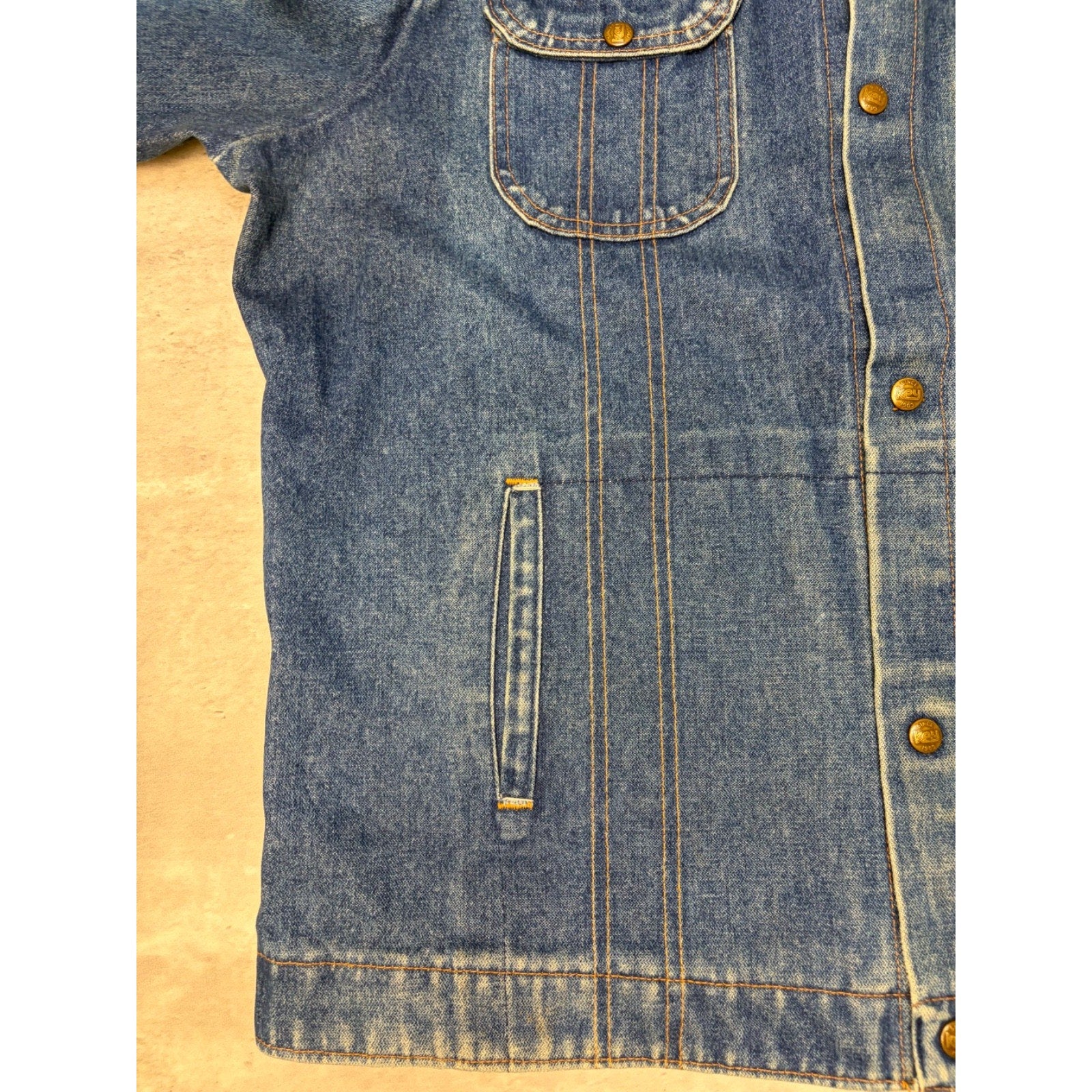 Vintage 1970s Key Imperial Dark Wash Denim Trucker Jacket Size