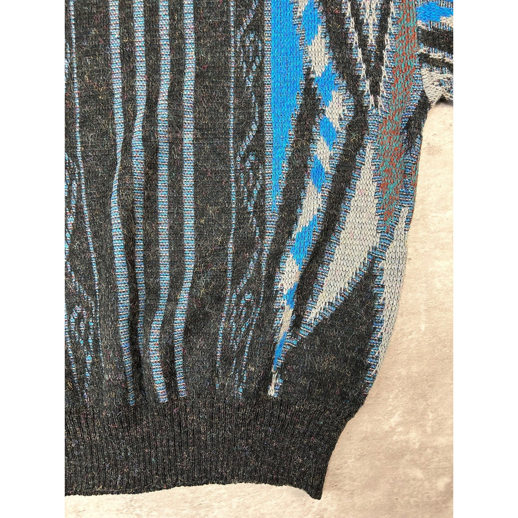 Vintage Michael Herald Abstract Striped Pullover Knit Sweater Size Large