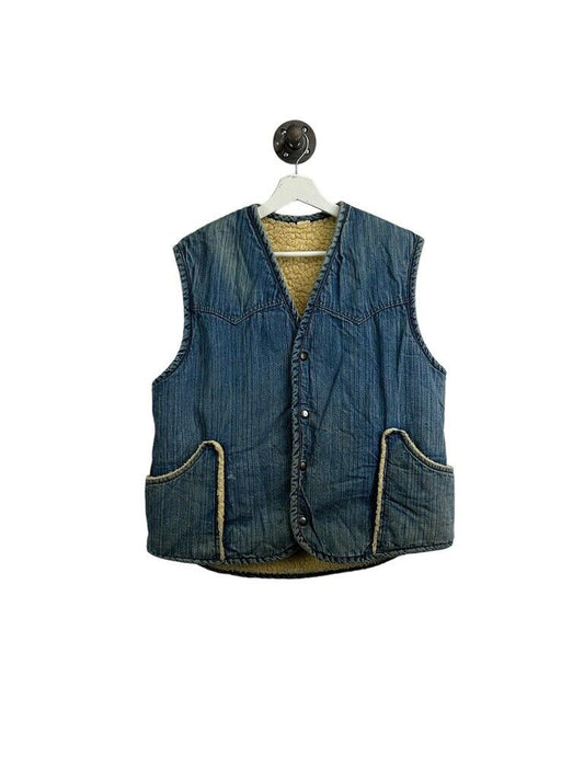 Vintage 70s/80s Sherpa Lined Denim Western Style Vest Jacket Size Medium