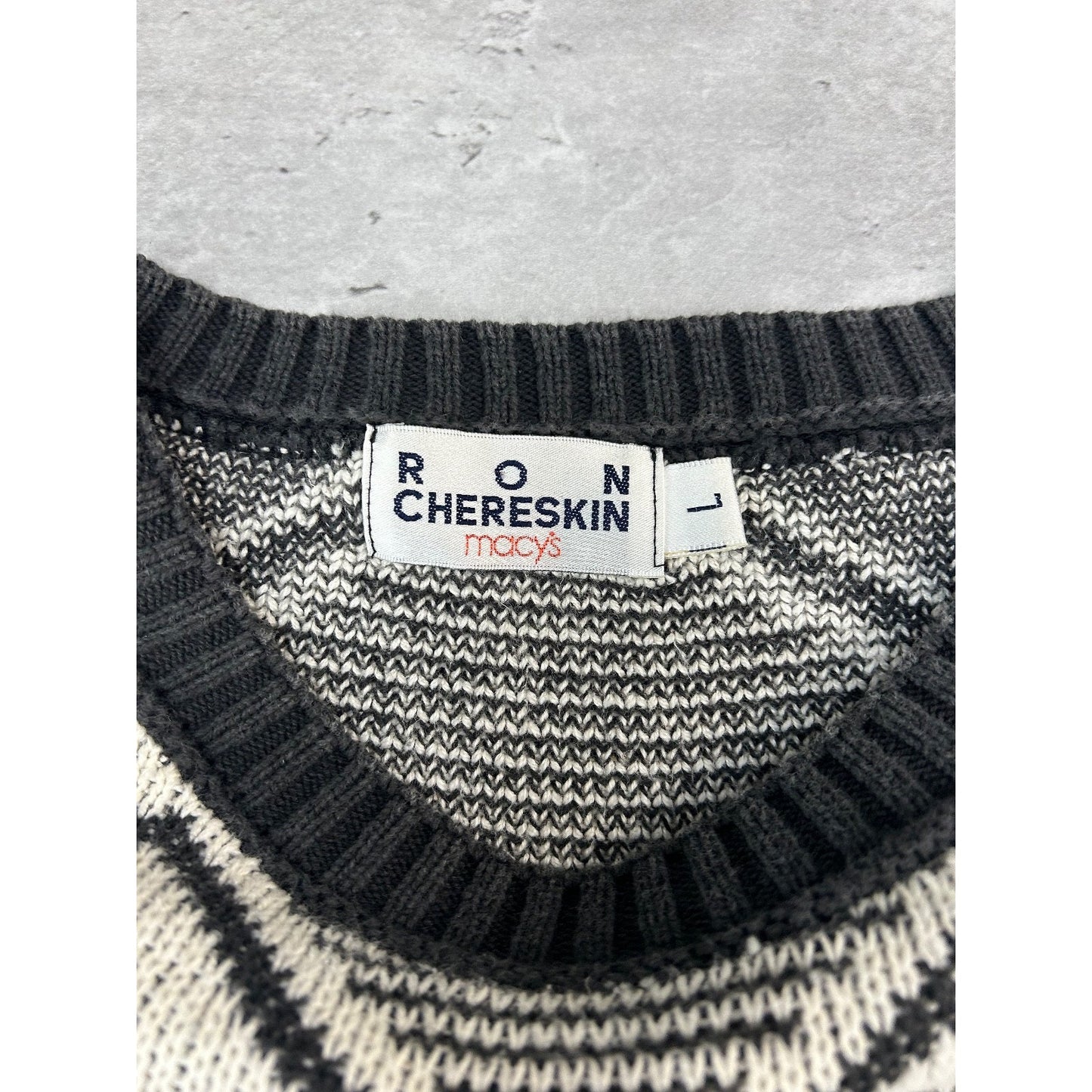 Vintage 90s Ron Chereskin Diamond Checkered Print Knit Sweater Size Large