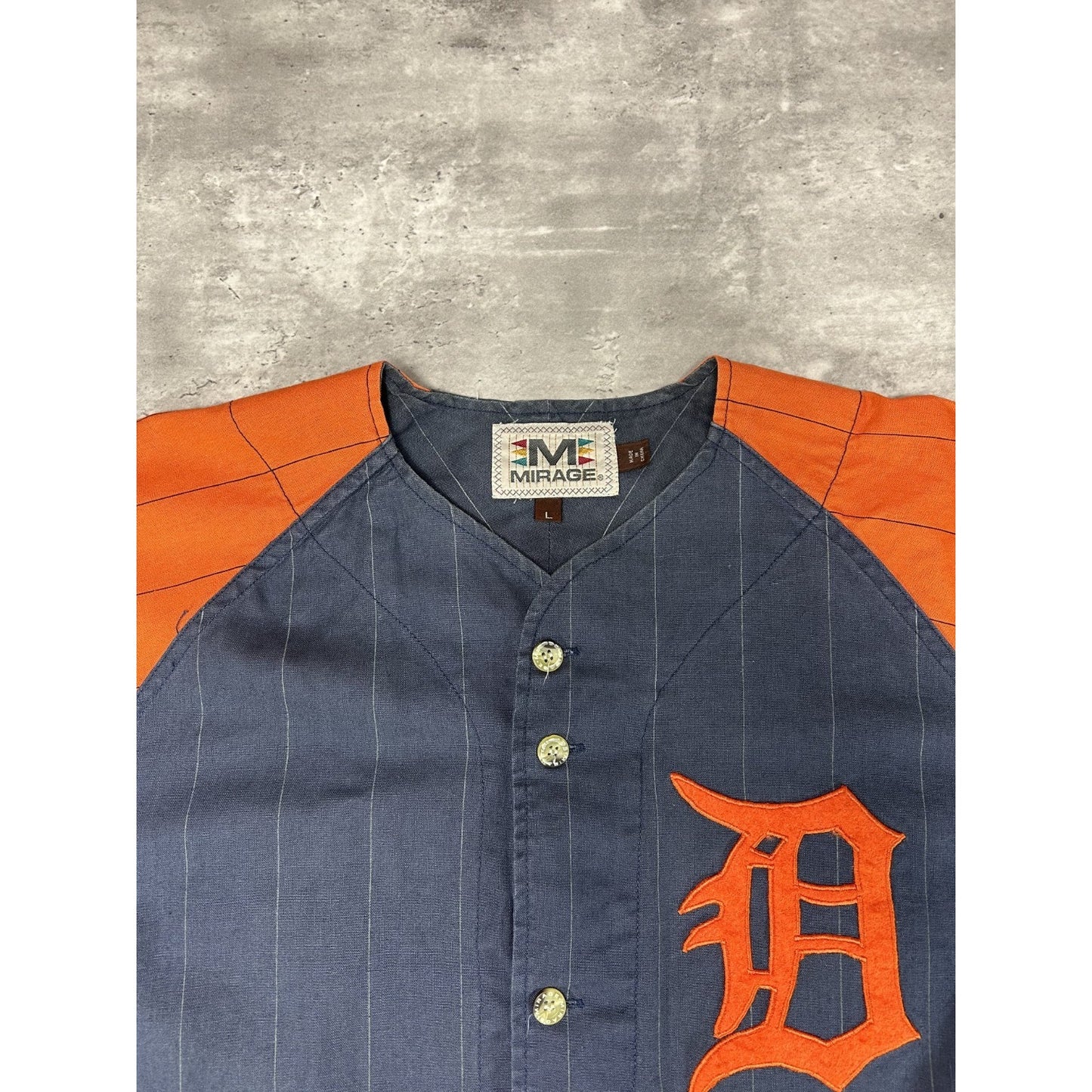 Vintage 90s Detroit Tigers MLB Pinstripe Stitched Baseball Jersey Size Large