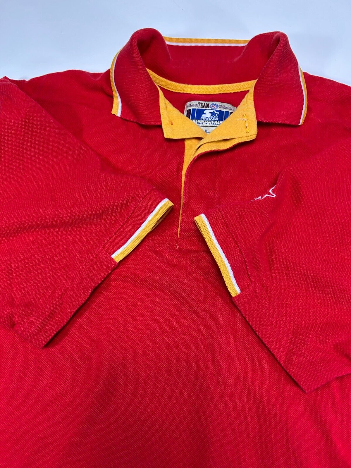 Vintage 90s Kansas City Chiefs NFL Starter Polo Button Up Shirt Size Large Red