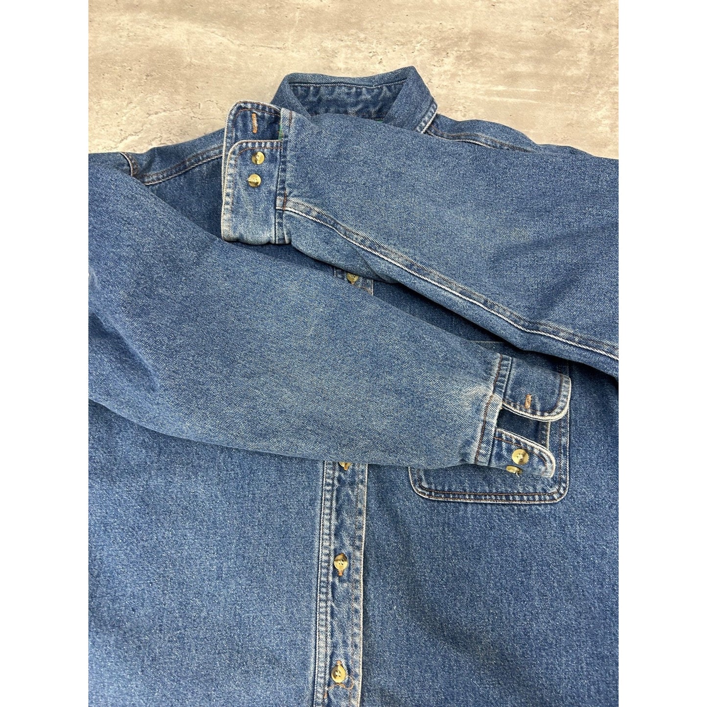 Vintage Woolrich Plaid Lined Dark Wash Denim Long Sleeve Button Up Shirt Small