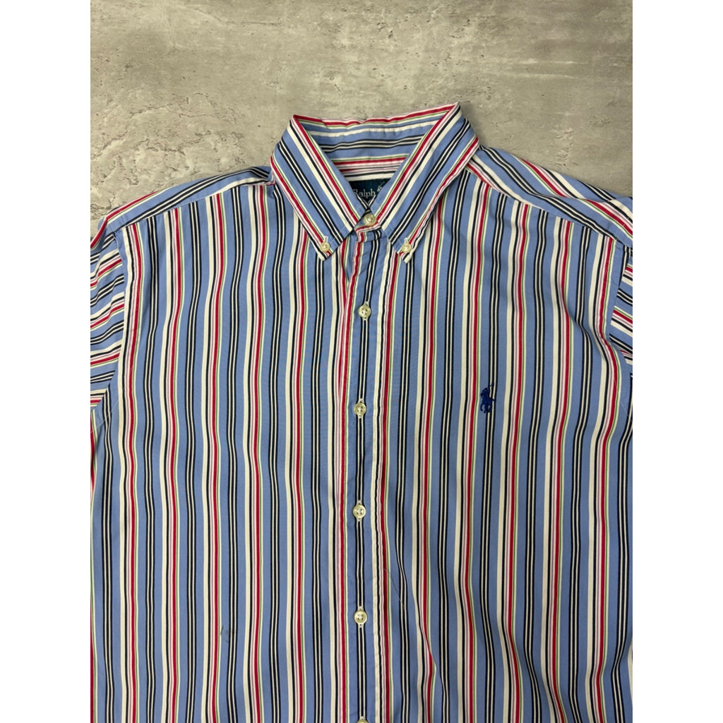 Vintage Polo Ralph Lauren Embroidered Pony Cropped Button Up Shirt Size Medium