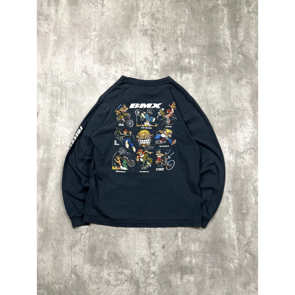 Vintage 2001 BMX Character Roster Graphic Long Sleeve T-Shirt Size XL YOUTH