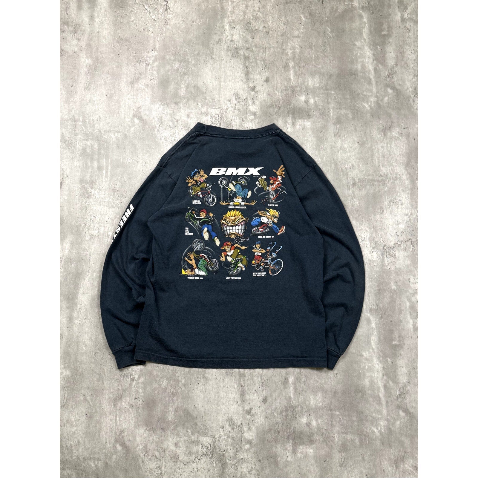 Vintage 2001 BMX Character Roster Graphic Long Sleeve T-Shirt Size XL YOUTH