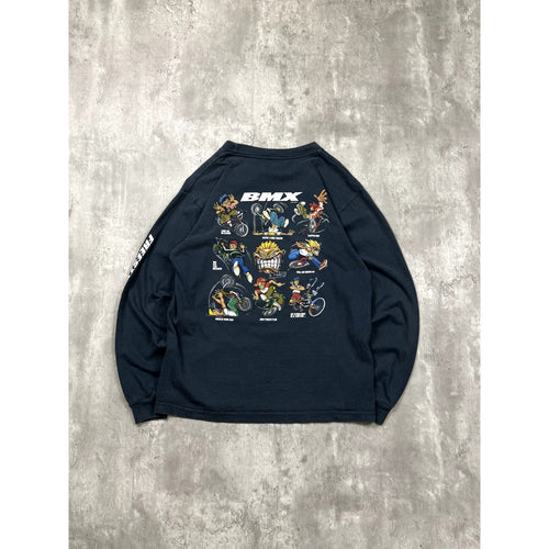 Vintage 2001 BMX Character Roster Graphic Long Sleeve T-Shirt Size XL YOUTH