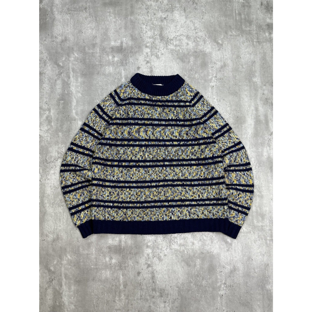 Vintage Abstract Striped Pullover Ribbed Knit Sweater Size Medium