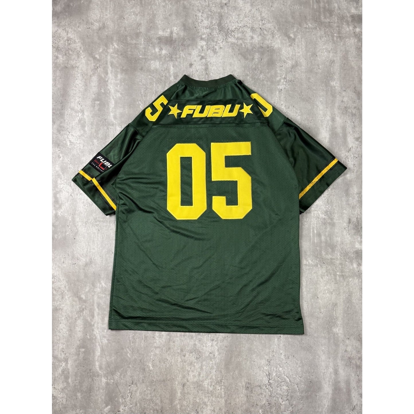 Vintage Y2K Fubu #05 Stitched Football Jersey Size XL Green/Yellow