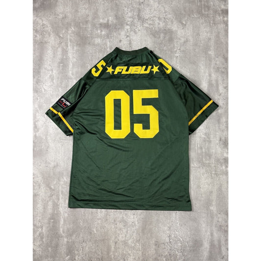 Vintage Y2K Fubu #05 Stitched Football Jersey Size XL Green/Yellow