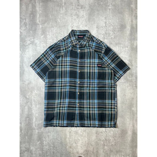 Vintage Dickies Plaid Single Pocket Short Sleeve Button Up Shirt Size Medium