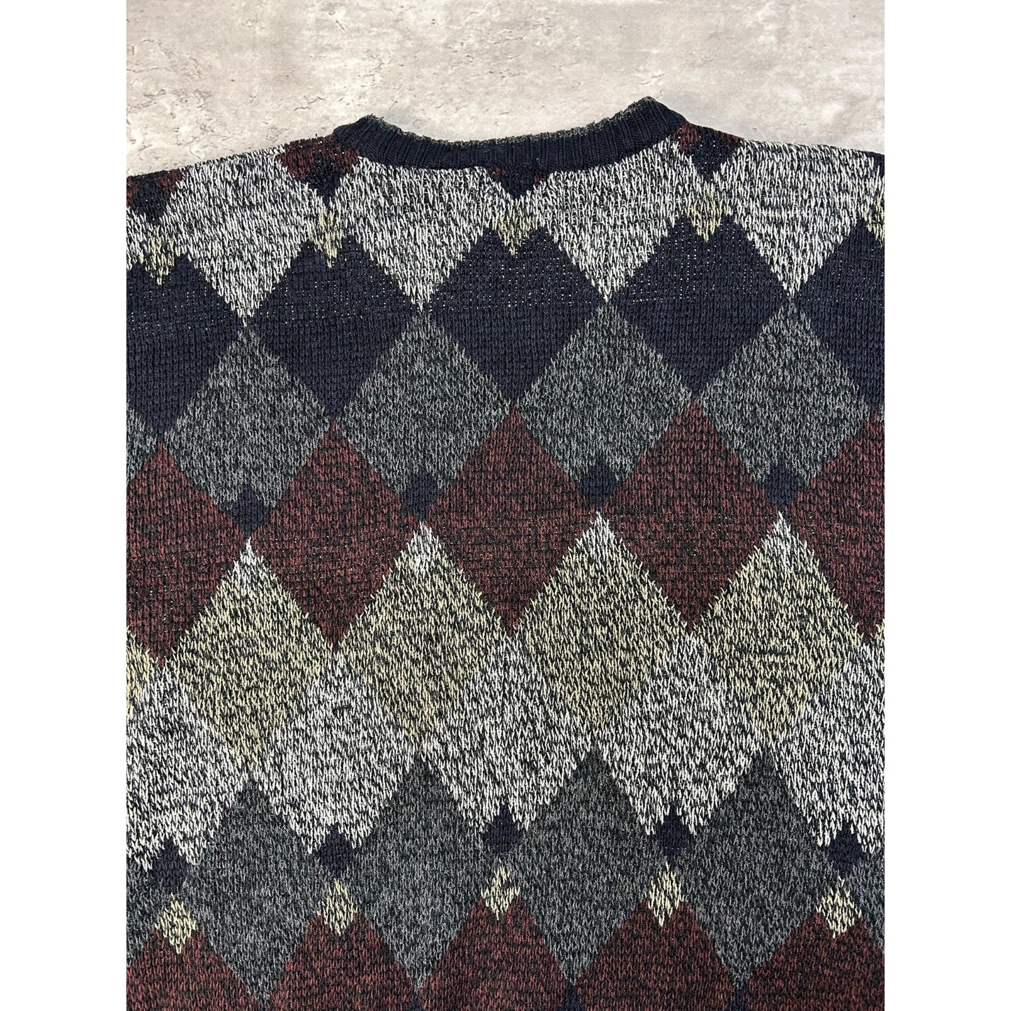 Vintage Puritan Diamond Stripe Print Pullover Knit Sweater Size Medium