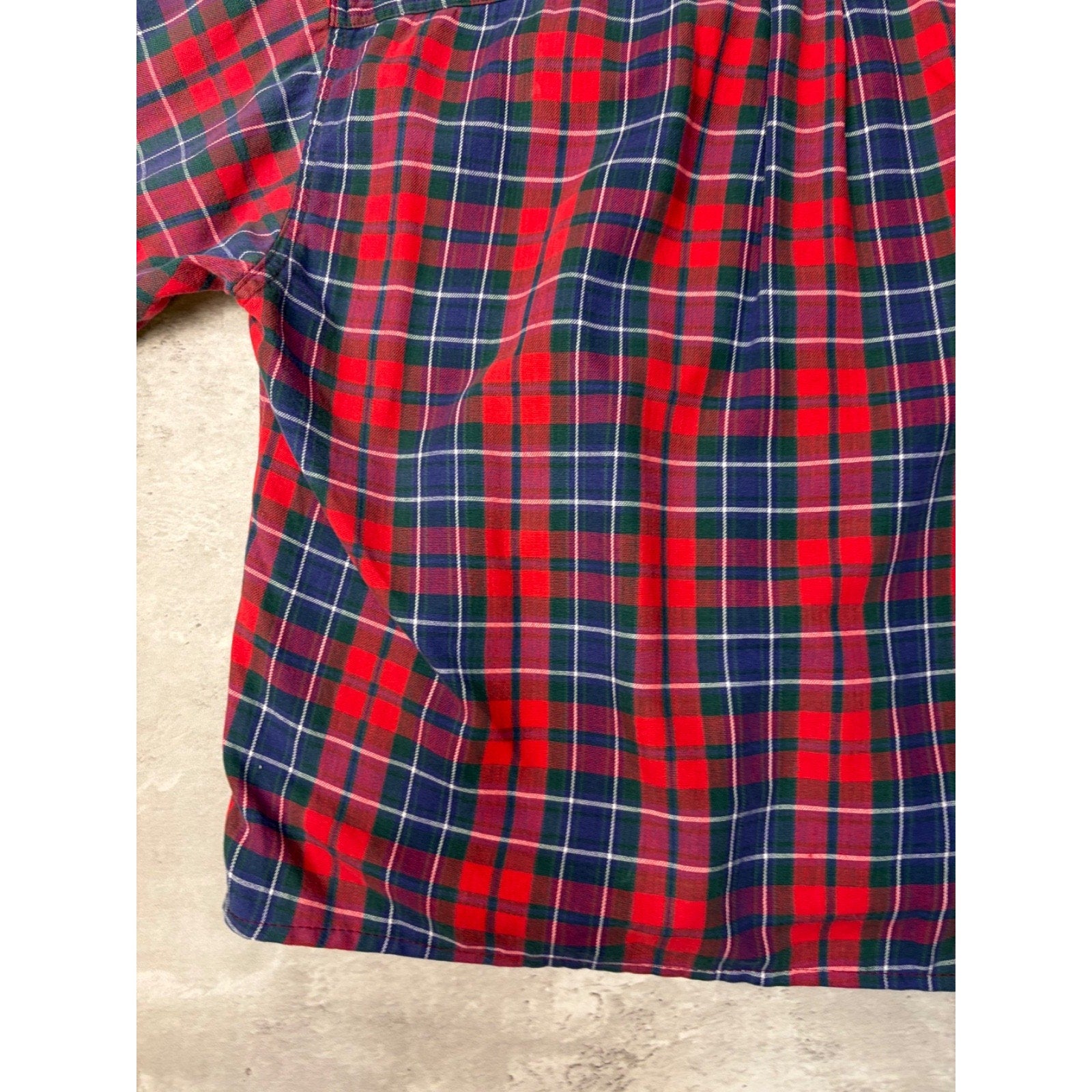 Vintage Eddie Bauer Double Pocket Plaid Cropped Button Up Shirt Size LT