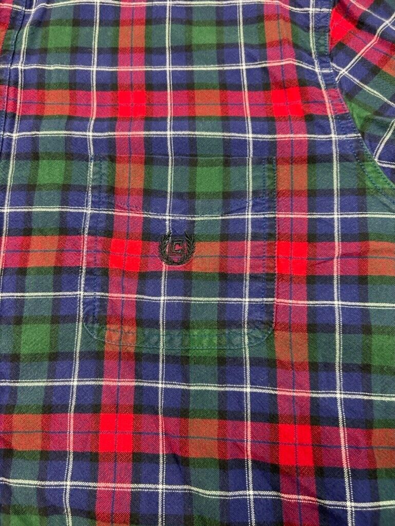 Vintage Chaps Embroidered Logo Plaid Single Pocket Button Up Shirt Size 2XL