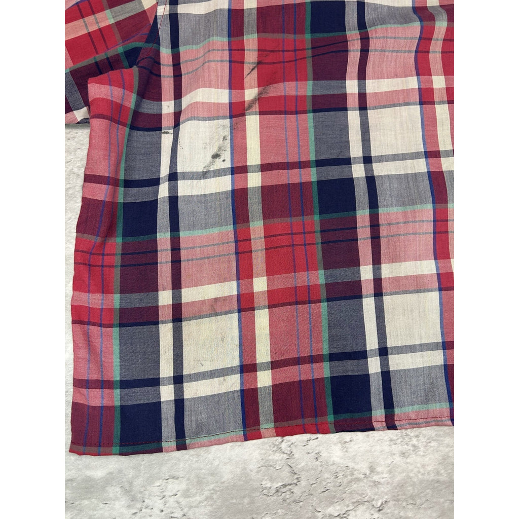 Vintage 90s Wrangler Pearl Snap Plaid Reworked Cropped Button Up Shirt Sz 2XL