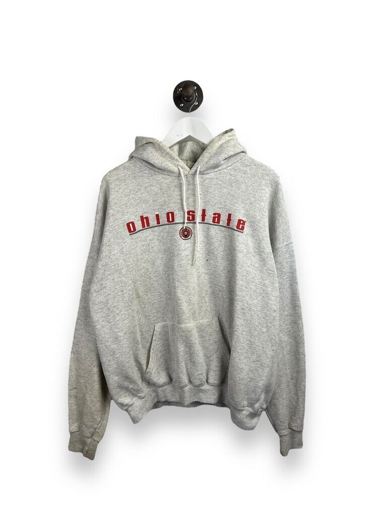 Vintage 90s Ohio State Buckeyes NCAA Collegiate Spellout Hooded Sweatshirt Sz XL