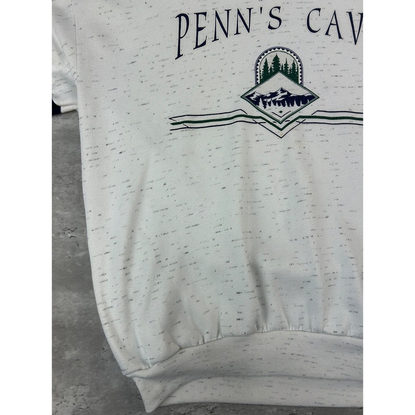 Vintage 90s Penns Cave Graphic Spellout Hooded Destination Sweatshirt Size XL