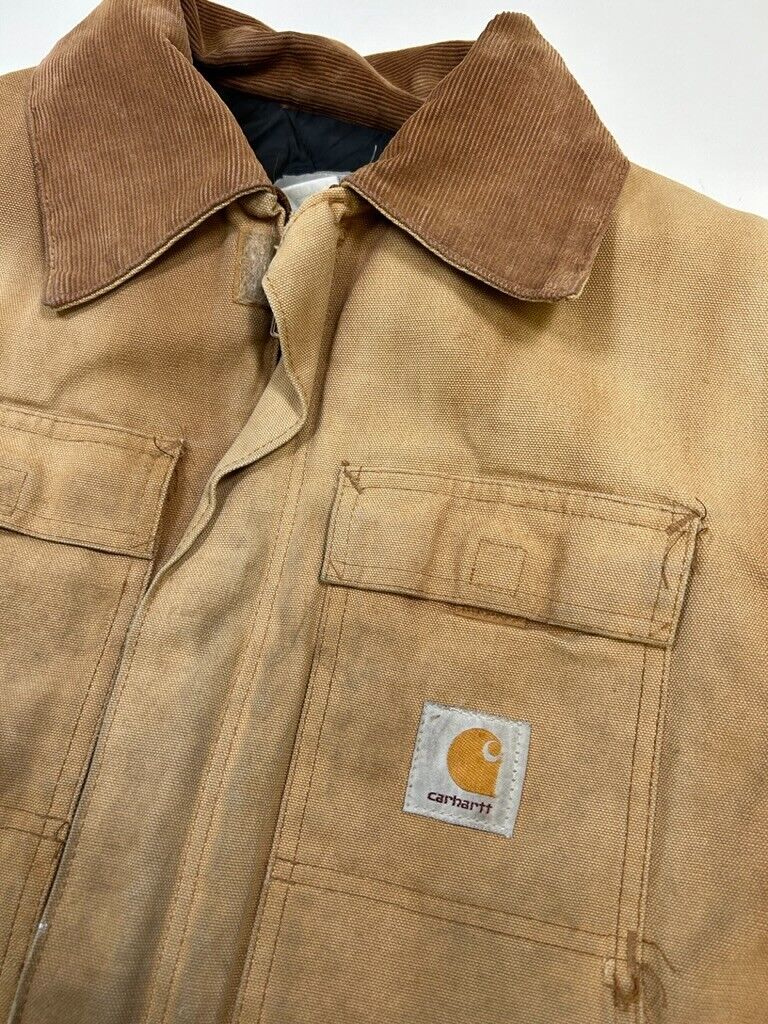Vintage Carhartt Quilted Lined Canvas Work Wear Arctic Coat Jacket Size Large