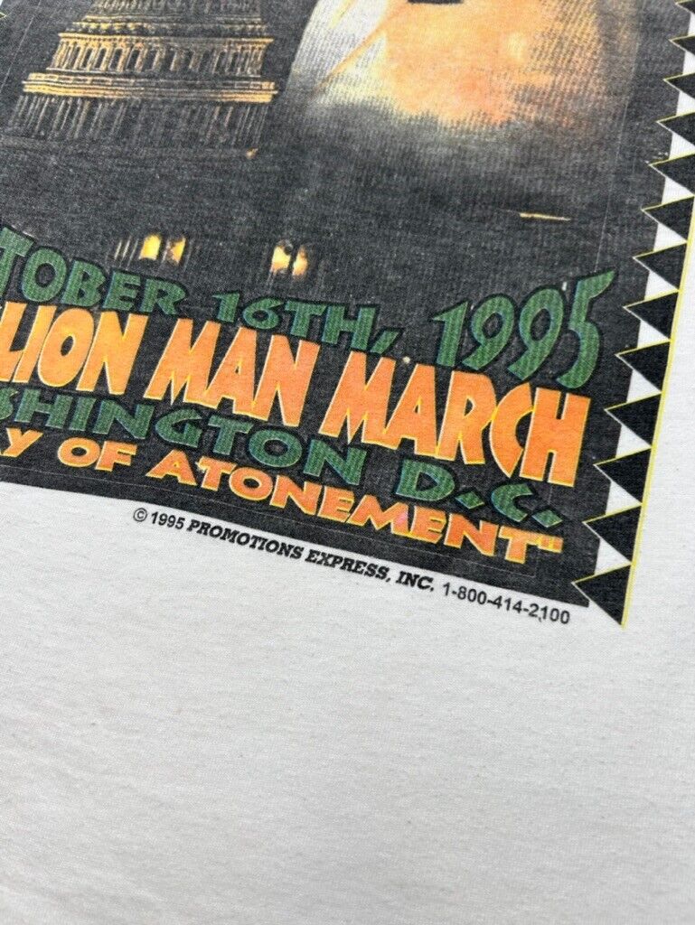 Vintage 1995 Million Man March A Day Of Atonement Graphic T-Shirt Size XL 90s