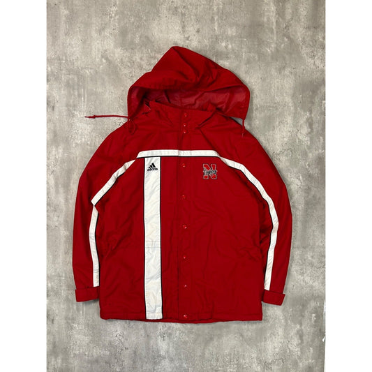 Vintage Nebraska Cornhuskers NCAA Adidas Insulatesd Coaches Jacket Size Large